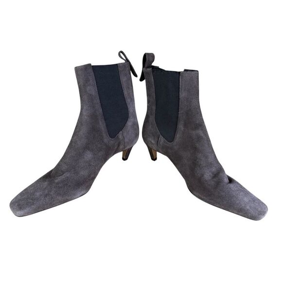 Reformation Roberta Brown Suede Ankle Boots Kitten Heel Size 6 Chelsea Style - Picture 9 of 12